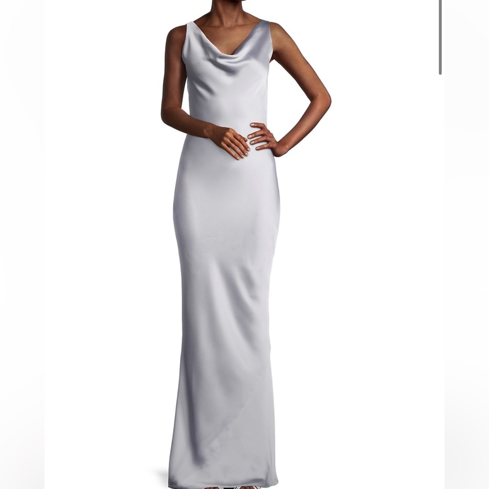 Norma Kamali Maria Satin Cowl Neck gown